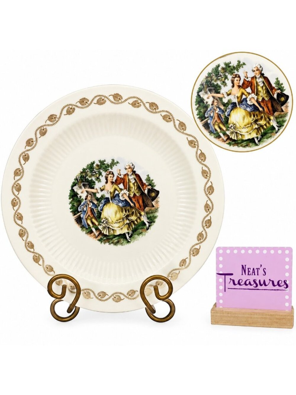 MCM Royal China EARLY AMERICAN 22-K-Gold People Leave Garland 10" Dinner Plate